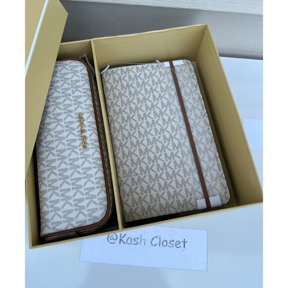Michael Kors notebook and pencil case gift box set MK signature vanilla - Picture 1 of 8